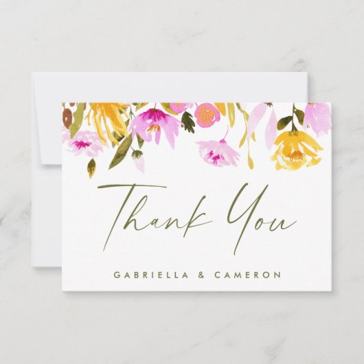 Stijlvolle Waterverf - Aangepaste bruiloft Bedankkaart (Voorkant)
