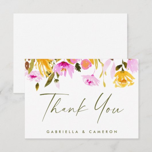 Stijlvolle Waterverf - Aangepaste bruiloft Bedankkaart (Voorkant / Achterkant)
