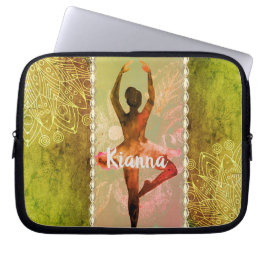 Stijlvolle Waterverf Ballerina gepersonaliseerd Laptop Sleeve