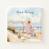 Stijlvolle Waterverf Beach Ocean Monogram Notitieboek (Achterkant)