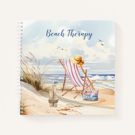 Stijlvolle Waterverf Beach Ocean Monogram Notitieboek (Voorkant)
