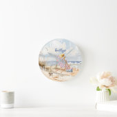 Stijlvolle Waterverf Beach Ocean Monogram Ronde Klok (Huis)