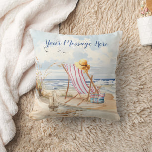 Stijlvolle Waterverf Beach Ocean Sand Personalisee Kussen