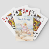 Stijlvolle Waterverf Beach Ocean Sand Personalisee Pokerkaarten (Achterkant)