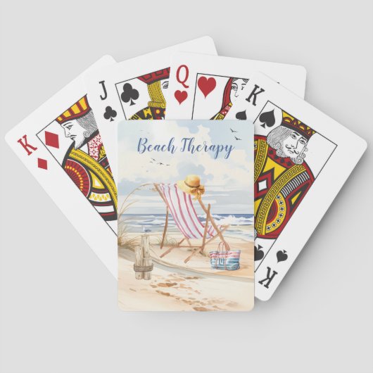 Stijlvolle Waterverf Beach Ocean Sand Personalisee Pokerkaarten (Achterkant)