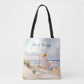 Stijlvolle Waterverf Beach Ocean Sand Personalisee Tote Bag (Voorkant)