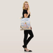 Stijlvolle Waterverf Beach Ocean Sand Personalisee Tote Bag (Op model)