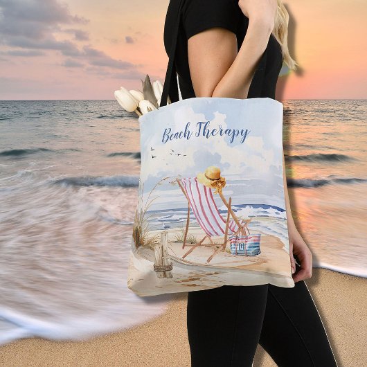 Stijlvolle Waterverf Beach Ocean Sand Personalisee Tote Bag