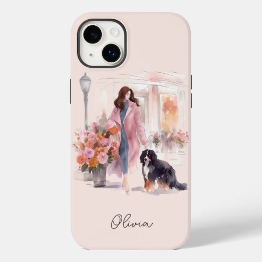 Stijlvolle Waterverf Bernese Mountain Hondenliefhe Case-Mate iPhone Case (Achterkant)