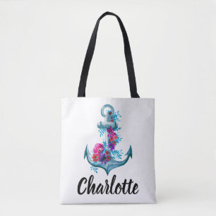 Stijlvolle waterverf bloemanker illustratie tote bag