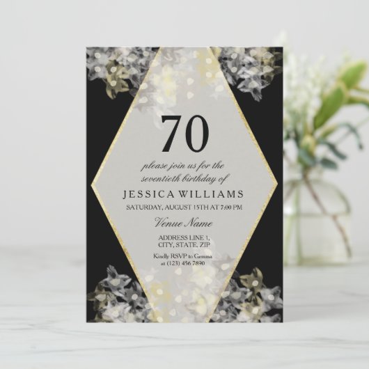 Stijlvolle Waterverf Bloemen 70ste Verjaardag Kaart (Staand voorkant)