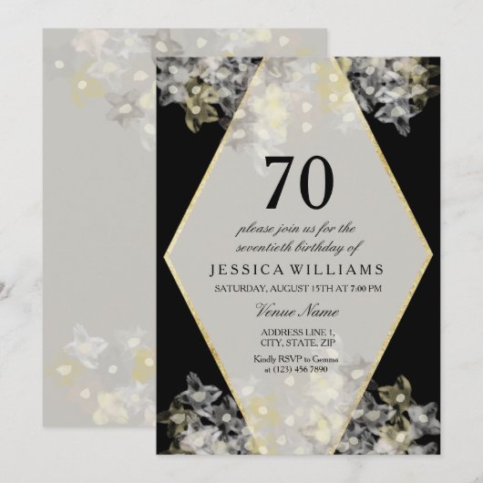 Stijlvolle Waterverf Bloemen 70ste Verjaardag Kaart (Voorkant / Achterkant)