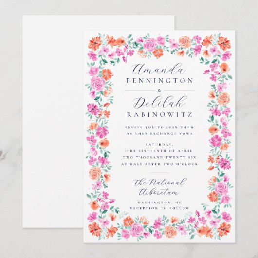 Stijlvolle Waterverf Bloemen Lijst Vrouwelijke bru Kaart (Voorkant / Achterkant)