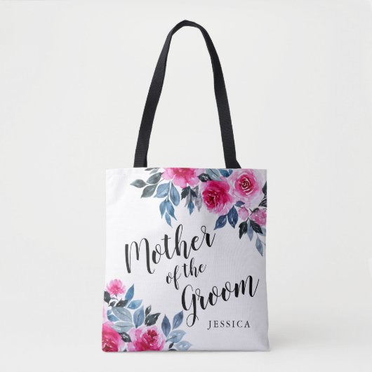 Stijlvolle Waterverf Bloemen Moeder van de bruideg Tote Bag (Voorkant)