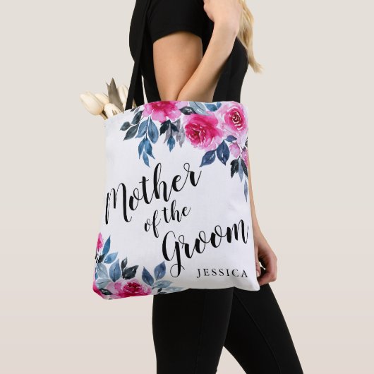 Stijlvolle Waterverf Bloemen Moeder van de bruideg Tote Bag (Dichtbij)