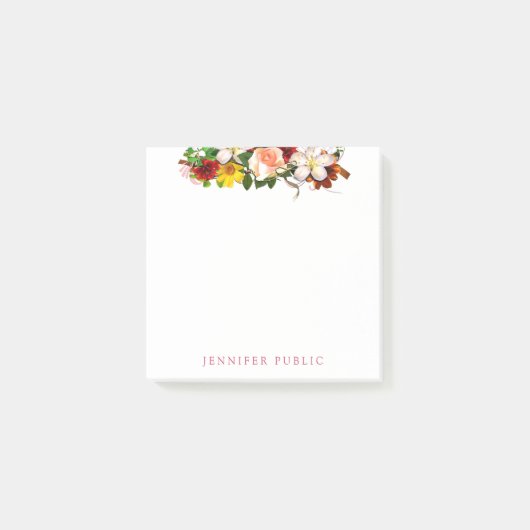 Stijlvolle Waterverf Bloemen Sjabloon Modern Post-it® Notes (Voorkant)