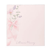 Stijlvolle Waterverf Bloemen Trendy Elegant Roze B Notitieblok (Voorkant)