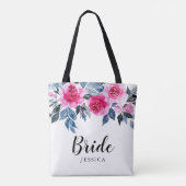 Stijlvolle Waterverf Bloemenbruid Tote Bag (Achterkant)