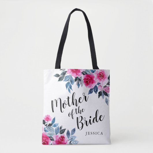 Stijlvolle Waterverf Bloemenmoeder van de bruid Tote Bag (Voorkant)