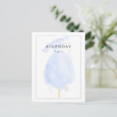 Stijlvolle Waterverf Blue Cotton Snoep Birthday Briefkaart (Staand voorkant)