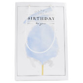 Stijlvolle Waterverf Blue Cotton Snoep Birthday Medium Cadeauzakje (Voorkant)