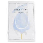 Stijlvolle Waterverf Blue Cotton Snoep Birthday Medium Cadeauzakje (Achterkant)