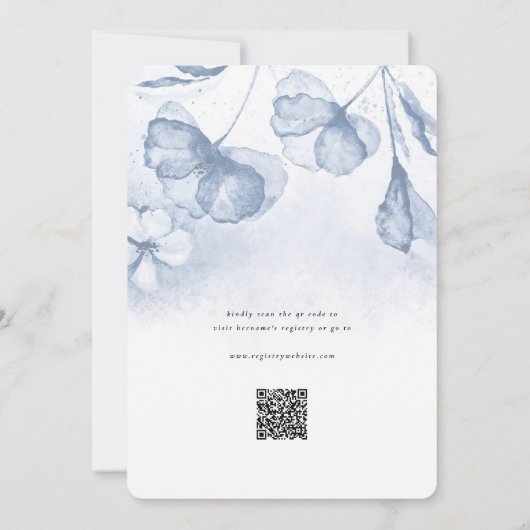 Stijlvolle Waterverf Blue Floral QR Vrijgezellenfe Kaart (Achterkant)