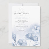 Stijlvolle Waterverf Blue Floral QR Vrijgezellenfe Kaart (Voorkant)