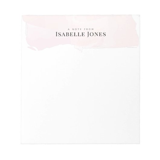 Stijlvolle Waterverf Blush Pink Notitieblok (Voorkant)