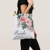 Stijlvolle Waterverf Boho Tropical Bride Canvas ta Tote Bag (Dichtbij)