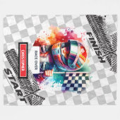 Stijlvolle Waterverf Boy Racing Formula 1 Gift Fleece Deken (Voorkant (Horizontaal))