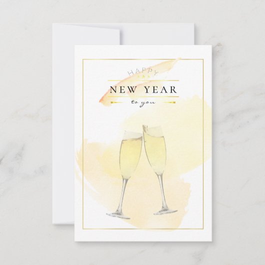 Stijlvolle Waterverf Champagne Glasses Nieuwjaar (Voorkant)
