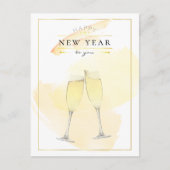 Stijlvolle Waterverf Champagne Glasses Nieuwjaar Briefkaart (Voorkant)