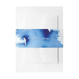 STIJLVOLLE WATERVERF chic dark naby blue Uitnodigingen Wikkel