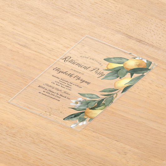 Stijlvolle Waterverf citroenen Acryl Uitnodigingen (Laagn)