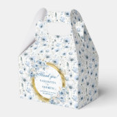 Stijlvolle Waterverf Dusty Blue Gold Wedding Bedan Bedankdoosjes (Voorkant Zijde)