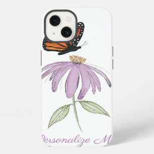 Stijlvolle waterverf Eenvoudige paarse bloemvlinde iPhone 13 Hoesje