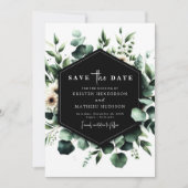 Stijlvolle Waterverf Eucalyptus Digital Wedding Save The Date (Voorkant)