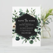 Stijlvolle Waterverf Eucalyptus Digital Wedding Save The Date (Staand voorkant)