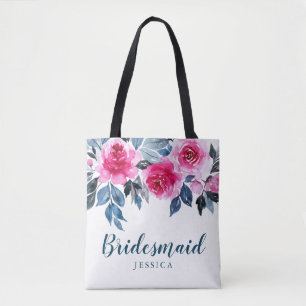Stijlvolle Waterverf Floral bruiloft bruidsmeisje Tote Bag