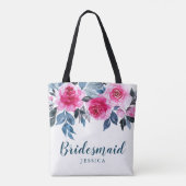 Stijlvolle Waterverf Floral bruiloft bruidsmeisje Tote Bag (Achterkant)