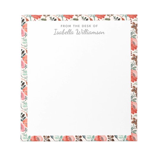 Stijlvolle Waterverf Floral Farmhouse Pattern Notitieblok (Voorkant)