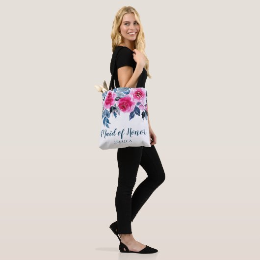 Stijlvolle Waterverf Floral gemaakt van eer Tote Bag (Op model)