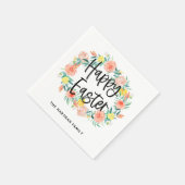 Stijlvolle Waterverf Floral met Happy Paasnaam Servet (Hoek)