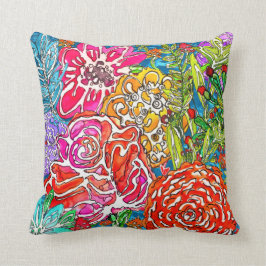 Stijlvolle Waterverf Flower Collage Pillow Kussen