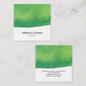 Stijlvolle Waterverf Groene minimaal Vierkante Visitekaartje (Voorkant / Achterkant)