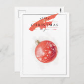 Stijlvolle Waterverf kerstboom rode bal Briefkaart (Voorkant / Achterkant)