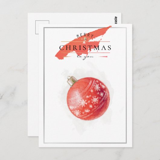 Stijlvolle Waterverf kerstboom rode bal Briefkaart (Voorkant / Achterkant)