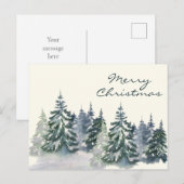 Stijlvolle Waterverf kerstboombosgroen Briefkaart (Voorkant / Achterkant)
