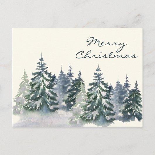 Stijlvolle Waterverf kerstboombosgroen Briefkaart (Voorkant)